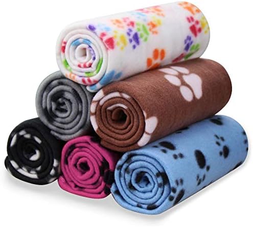 Comsmart Pet Blanket Dog Cat Soft Fleece Blankets Sleep Mat Pad Bed Cover with Paw Print for Kitten Puppy and Other Small Animals, 6 Pack of 39x35 Inches by Comsmart