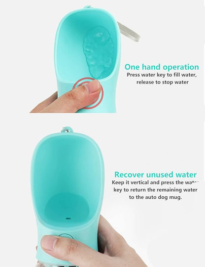 Kalimdor Dog Water Bottle, Leak Proof Portable Puppy Water Dispenser with Drinking Feeder for Pets Outdoor Walking, Hiking, Travel, Food Grade Plastic (12oz Blue)