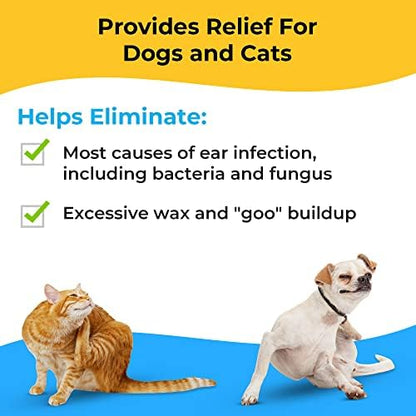 Smiling Paws Pets Comprehensive Pet Care Bundle: Tris Flush Dog & Cat Ear Cleaner Solution with Advanced Cat & Dog Skin Treatment Wipes - Image 2