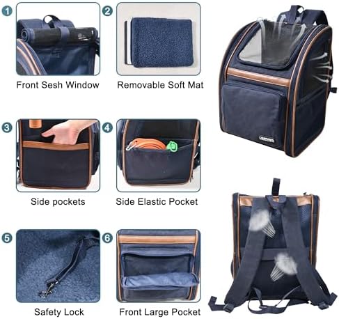 Jespet Pet Backpack Carrier for Small Dog, Soft Car Bed Ideal for Traveling - Image 2