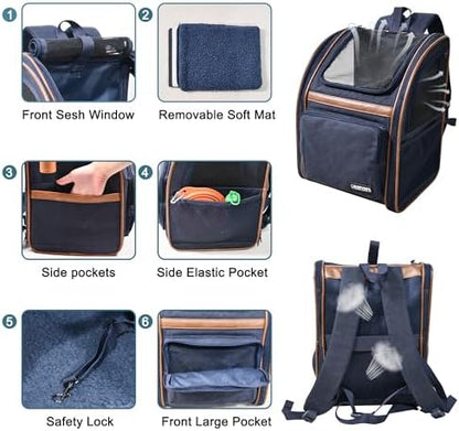 Jespet Pet Backpack Carrier for Small Dog, Soft Car Bed Ideal for Traveling - Image 2