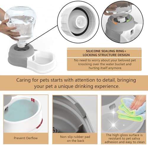 STALTWO 1 Gallon Automatic Gravity Dog Water Dispenser, BPA-Free, Grey - Image 4
