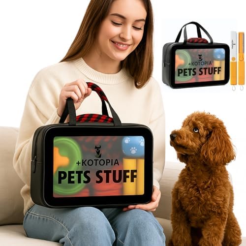 Dog Grooming Tote Bag – Travel Supply Organizer for Dogs – Pet Accessories Storage with Hair Remover Brush – Compact Grooming Bag for Home & Trips – Black/Yellow - Image 6