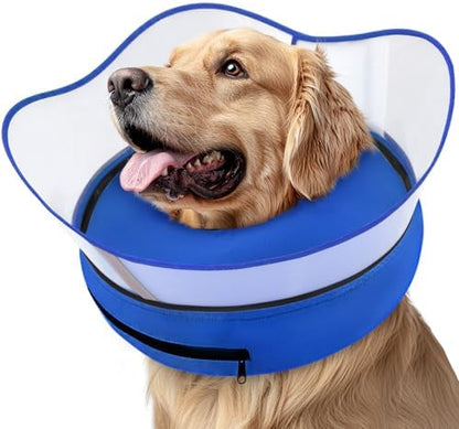 Supet Raised Inflatable Dog Cone Collar to Stop Licking, Soft Dog Cone Alternative After Surgery, Pet Neck Donut Collar for Small Medium Large Dogs by Supet