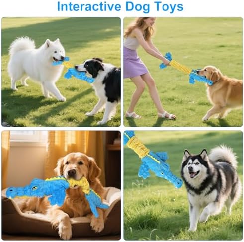 Dog Toys Cute Crocodile Squeaky Plush Pet Toy for Small to Large Breeds Interactive Chew Toy with Whistle & Crinkle Paper Tough Pet Toys for Aggressive Chewers and Puppies & Dog Lovers - Image 7