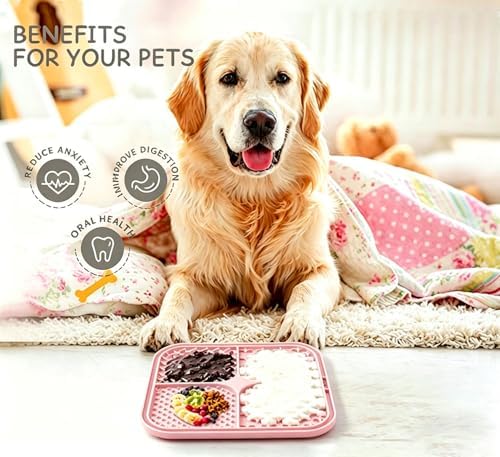 Licking Mat for Dogs & Cats with Suction Cups, 1 Pack Square Dog Slow Feeder Lick Pat for Anxiety Relief Boredom, Dog Toys to Keep Them Busy, Pets Bathing Training Grooming Mat 7.8 * 7.8 inches - Image 6