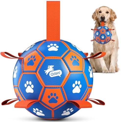 QDAN Dog Ropes Toys, Soccer Ball with Straps, Tug Toy, Dog Birthday Gift by QDAN