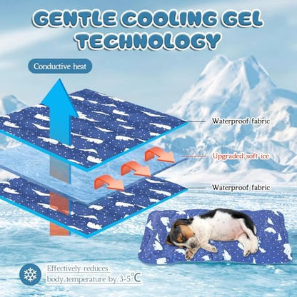 Nuanchu Pet Cooling Mat, Royal Blue Bear, 11.81 x 19.69 Inches, 1 Pcs - Image 6