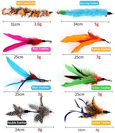 2 Pcs Cat Toys Interactive Refill Replacement Feather Pack Furry Tail Butterfly Dragonfly Fish Mouse Caterpillar Worm Birds Feathers for Kitten Cats CT15-11 Brown Long Feather - Image 3