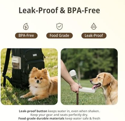 Dog Water Bottle, Portable Leakproof Water Bowl for Dogs, Foldable Dog Water Dispenser with Poop Bag Dispenser for Puppy Outdoor Walking, Hiking, Travel, 10.15oz - Image 6
