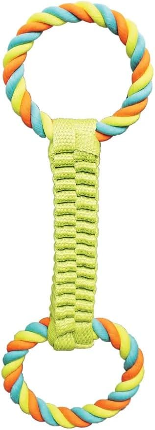 MPP 16" Figure 8 Dog Fetch n' Tug Toy Double Loop Ballistic Weave Braided Nylon Rope (Blue)