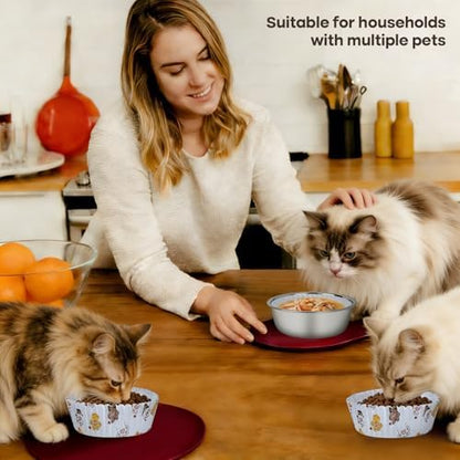 Cat Bowl Set (600 Disposable Pet Bowl Liners with 4 Stainless Steel Bowls) - Image 6