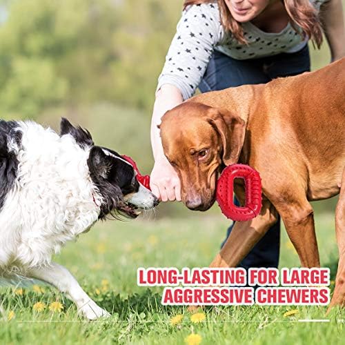 Feeko Dog Toys for Aggressive Chewers Large Breed, 15 inch Interactive Long Lasting Dogs Toy with Convex Design Natural Rubber Tug-of-war Toy for Medium Large Tooth Clean(Red) - Image 5