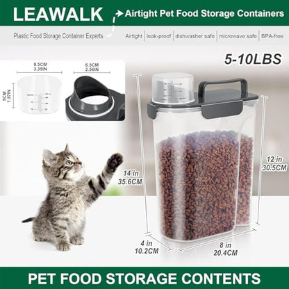 LEAWALK 5Lbs /6Qt/5L Airtight Cat Dog Food Storage Container with Upgraded Large Nozzle BPA-Free, Pet Food Storage Containers for Rice, Grain, Pet Food, Flour, Dog Treat Storage-2 Pack （Pink & Black） - Image 2