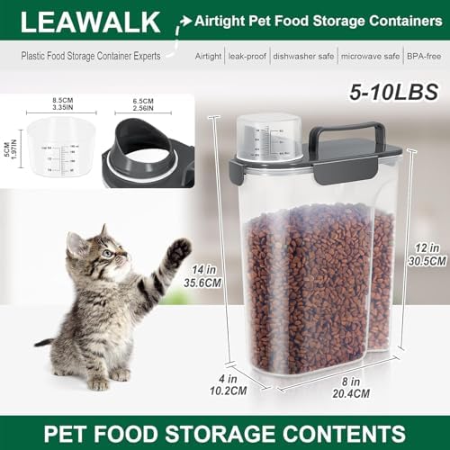 LEAWALK 5Lbs /6Qt/5L Airtight Cat Dog Food Storage Container with Upgraded Large Nozzle BPA-Free, Pet Food Storage Containers for Rice, Grain, Pet Food, Flour, Dog Treat Storage-2 Pack （Pink & Black） - Image 2