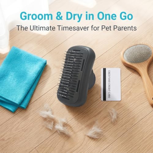 Pet Hair Blowing Comb for Cats & Dogs - Deshedding Brush with Skin-Friendly Grooming, Hair Removal Tool for Short Haired Pets (Dark Gray) - Image 2