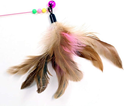 MoonyLI Cat Toy Feather Wand with Bell Funny Interactive Play Cat Toy