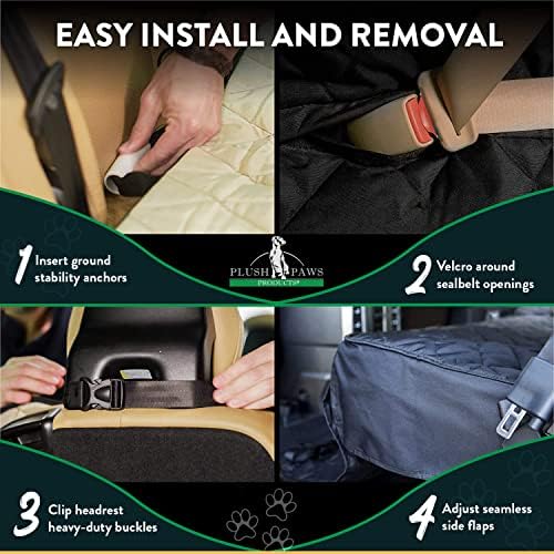 Plush Paws Products Premium Bucket Car Seat Protector | Diamond Stitching | Washable & Waterproof Front Seat Dog Cover Car, Truck, & SUV | Nonslip, Tear Resistant Pet Passenger Seat Cover | Black - Image 4