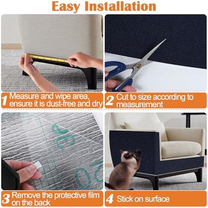 Cat Scratch Furniture Protector - 138" x 15.8" Trimmable Self-Adhesive Cats Claws Scratch Pads, DIY Cat Climbing Couch Protector for Scratch Post Cat Tree Replacement Indoor (Dark Blue) - Image 5