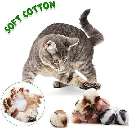 Weewooday 12 Pcs Large Fuzzy Cat Pom Pom Balls Plush Toys, Pink, Leopard - Image 4