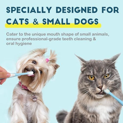 Small Dog Toothbrush, Cat & Puppy Tooth Brushing Kit, Ultra Soft & Mini Head Teeth Brush for Kitten & Tiny Pet, Doggy Toothbrushes Deep Dental Cleaning, 2 PCS - Pink Color - Image 2