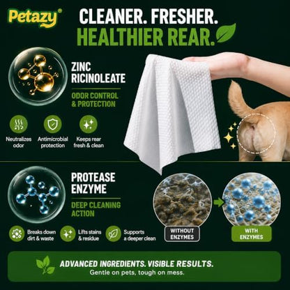 Petazy XL Rear End & Butt Pet Wipes for Dogs & Cats, Unscented, 72ct - Image 5