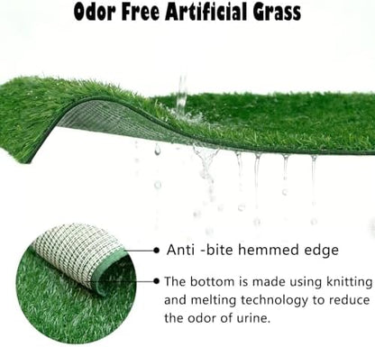 Dog Grass Pad with Tray,Foldable Dog Litter Box with High Walls,Odor Free Artificial Grass Pad for Dog Potty,No Assembly,No Spill, Waterproof, Easy to Clean (Black Star, S-23.6''Lx23.6''Wx12''H) - Image 3