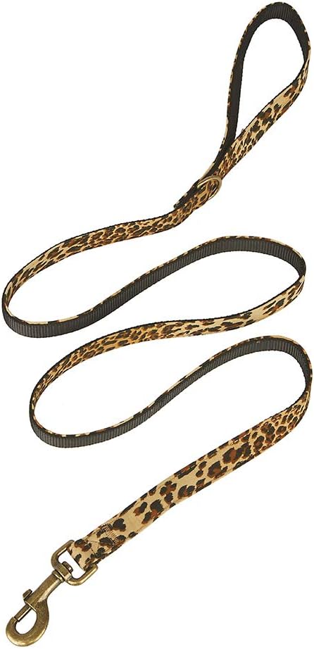 Dog Leash Leopard Pattern, 5 Feet Length, Durable Nylon with Ribbon for Medium and Large Dogs.(Medium, Leopard Leash)