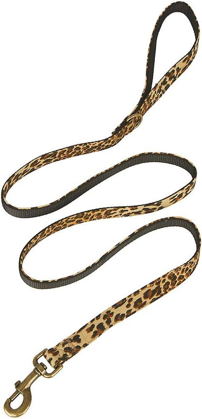 Dog Leash Leopard Pattern, 5 Feet Length, Durable Nylon with Ribbon for Medium and Large Dogs.(Medium, Leopard Leash)