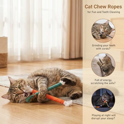 Jeffdad 6 Pcs Cat Toys Chew Ropes, Interactive Kitten Teething Toys - Image 5