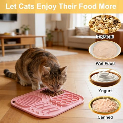 Lick Mat for Cat & Puppy, Premium Silicone Slow‑Feeder Bowl, BPA‑Free, Food‑Grade, Suction‑Cup Design for Dry & Wet Food – Anxiety & Boredom Relief, Dishwasher & Freezer Safe, Pink - Image 5