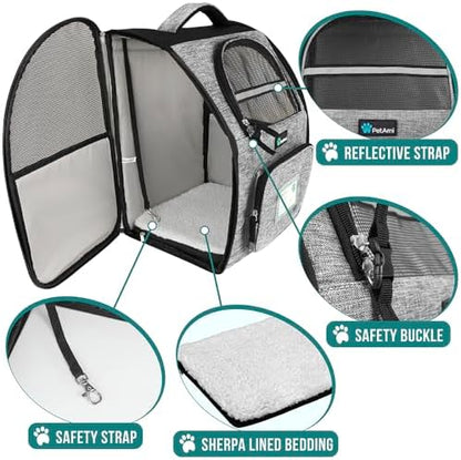 PetAmi Dog Backpack Carrier Airline Approved Cat Pet Puppy Bag, Grey - Image 4