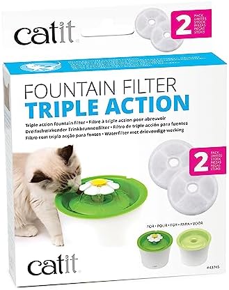 Catit Triple Action Replacement Original Water Fountain Filters, 2 Pack by Catit