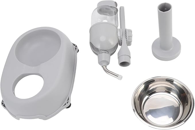 Pet Standing Water Dispenser, Multifunctional 2 in 1 Detachable Height Adjustable Small Pet Puppy Dog Kitten Bowl, Automatic Dog Water Dispenser for Puppy Dog Cat,Grey,11 x 7.7 x 15.4in