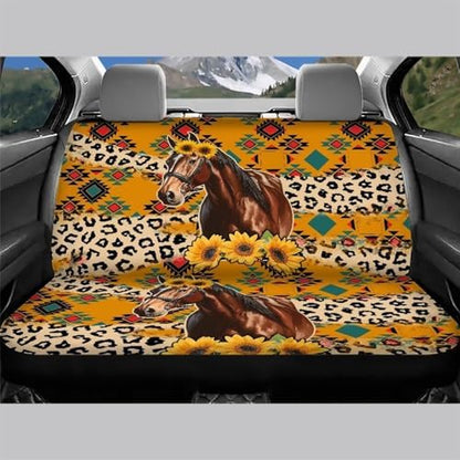 AFPANQZ Horse Stripes Car Rear Seat Covers Set Universal Fabric Cloth Car Seat Cover Boho Automatic Backseat Protector Fit SUV Truck Van Dog Back Seats Protection Dust-Proof Washable Cover - Image 3