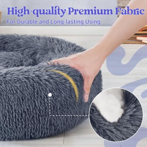 rabbitgoo Calming Cat Beds for Indoor Cats, 20 inches, Dark Grey - Image 6