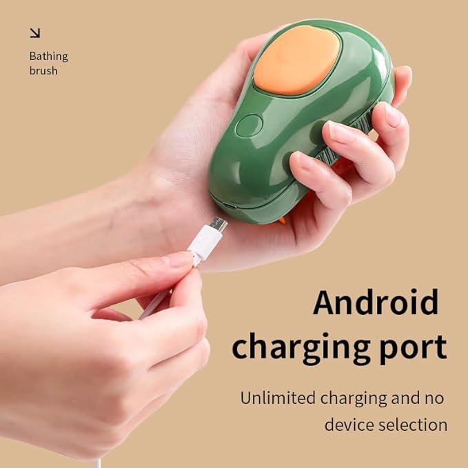 3-in-1 Self-Cleaning Steamy Cat Rechargeable Silicone Pet Brush for Massage, Removing Tangles and Loose Hair (Avocado/Orange)
