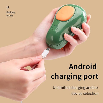 3-in-1 Self-Cleaning Steamy Cat Rechargeable Silicone Pet Brush for Massage, Removing Tangles and Loose Hair (Avocado/Orange)
