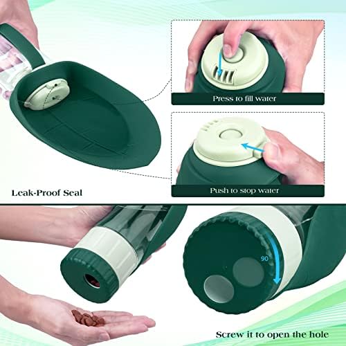 TIOVERY Dog Water Bottle Dispenser for Walking, Pet Water Feeder Container Portable with Drinking Cup Bowl Outdoor Hiking, Travel 20OZ Large Green - Image 4
