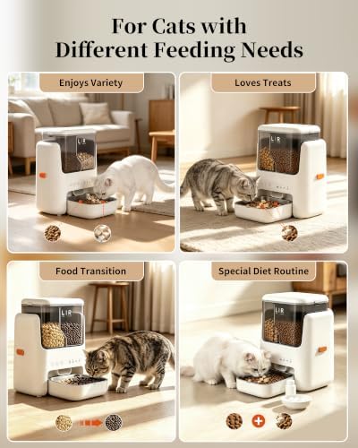 Automatic Cat Feeder, Dual Hopper for Meals & Treats, App Control - Image 4
