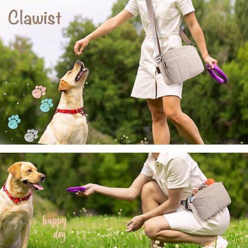Fashion Dog Treat Pouch with Clicker Stylish Crossbody Dog Walking Bag, 3-in-1 Dog Training Treat Pouch with Removable Waterproof Liner, Treat Holder Waist Bag for Puppy Training & Daily Walks - Image 5
