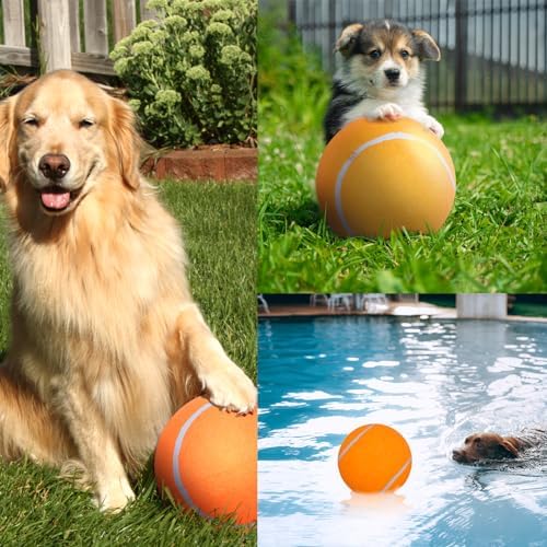 Banfeng Big Tennis Ball for Dogs, Giant Dog Tennis Ball Toy Large Outdoor Sports Gift for Small Medium Large Dog (Orange, 9.5 inch) - Image 5
