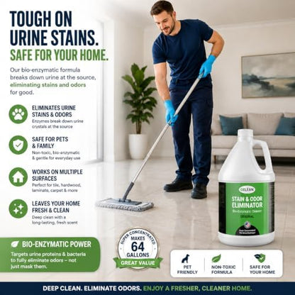 Strong Stain & Odor Eliminator - Cats & Dog Enzymatic Urine Destroyer -MADE IN USA- Fresh Scent Multi-Purpose Pet Stain Remover for Floors, Carpet, Bathrooms, Drains & Trash Deodorizer cleaner, 128oz - Image 2