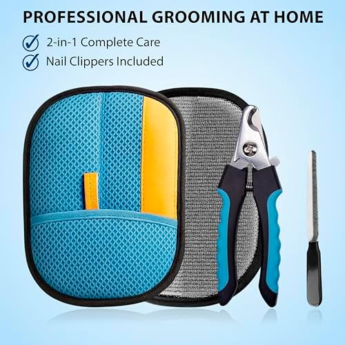Pet Grooming Glove Set for Dogs & Cats – Premium Pet Hair Removal Glove with Free Nail Clippers & Nail File - Image 6