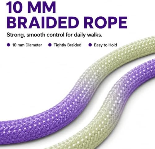 Hands Free Dog Leash, Double Handle Leash 6.5FT Purple-Green - Image 7