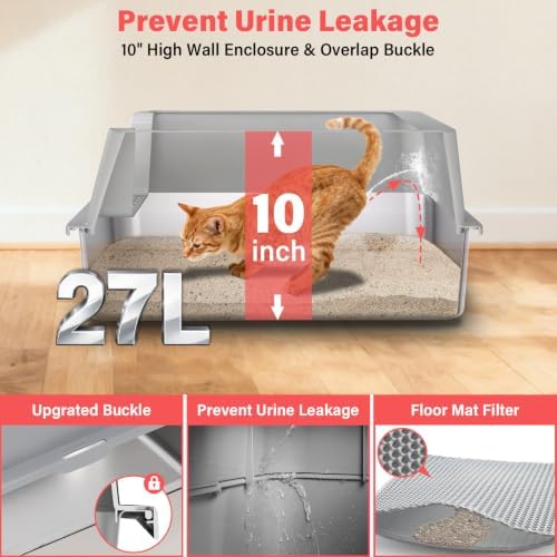 Stainless Steel Litter Box, Extra Large Metal Cat Litter Box for Big Cats - Image 3