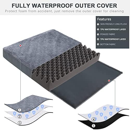 Waterproof Dog Crate Bed for Small Dogs Orthopedic 29x18 Grey - Image 3