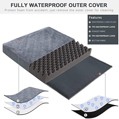 Waterproof Dog Crate Bed for Small Dogs Orthopedic 29x18 Grey - Image 3