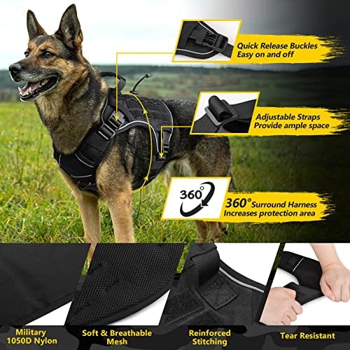WINGOIN Black Tactical Dog Harness for Large Dogs,No Pull Dog Harness - Image 4