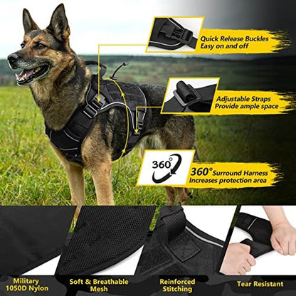 WINGOIN Black Tactical Dog Harness for Large Dogs,No Pull Dog Harness - Image 4